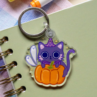 Pumpkin Kitty Keychain